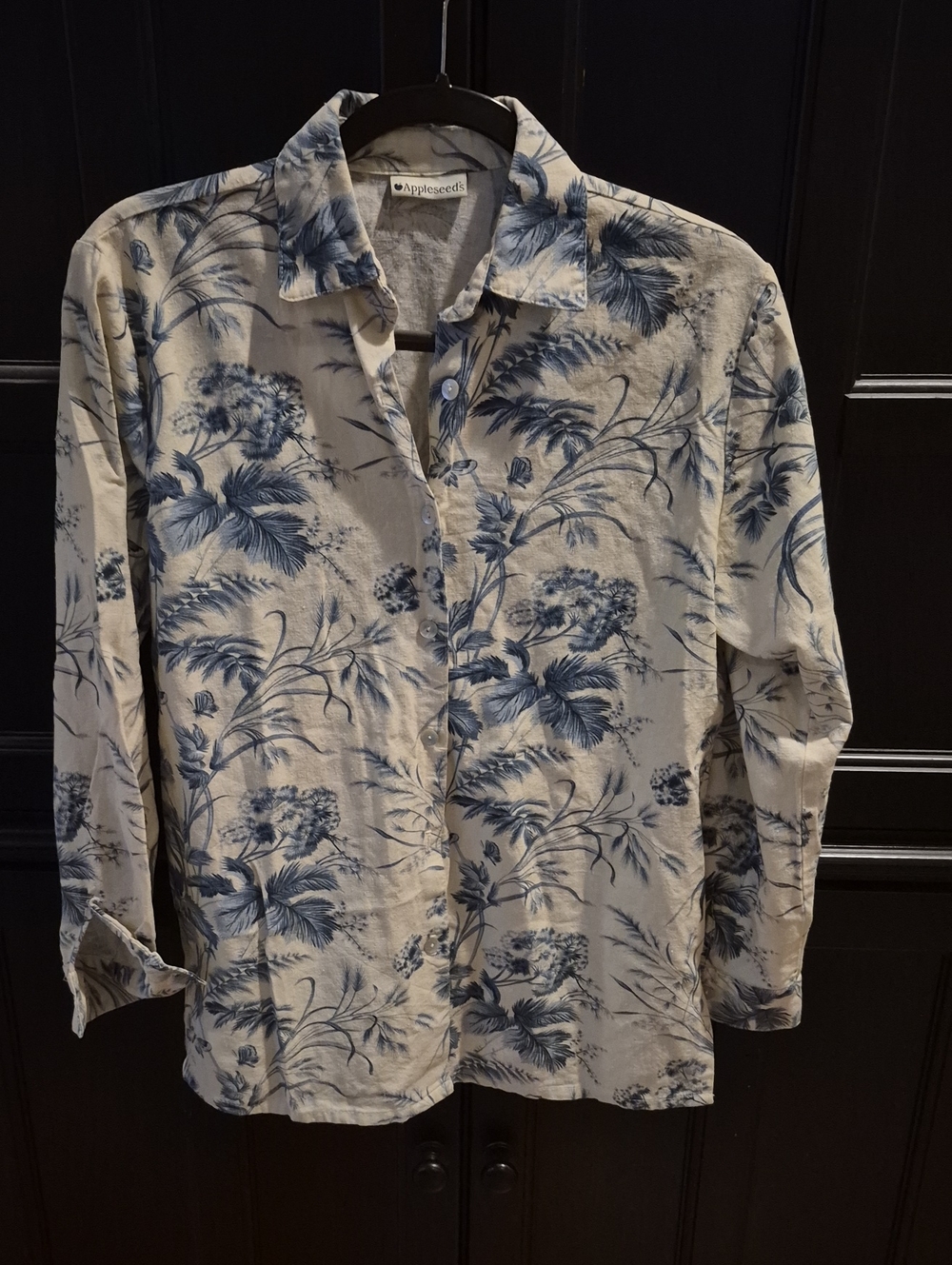 Appleseed's Cream Shirt with Blue Floral Print